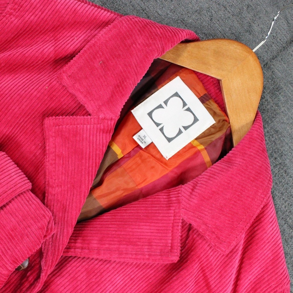 Charter Club Pink Corduroy Blazer Jacket Womens XL Cotton Plaid Lined 3 Button